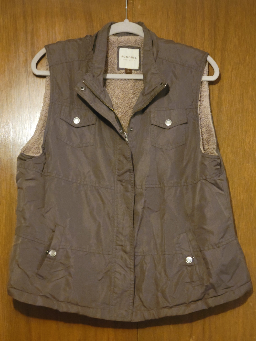 Sonoma Brown Quilted Sherpa-Lined Vest
